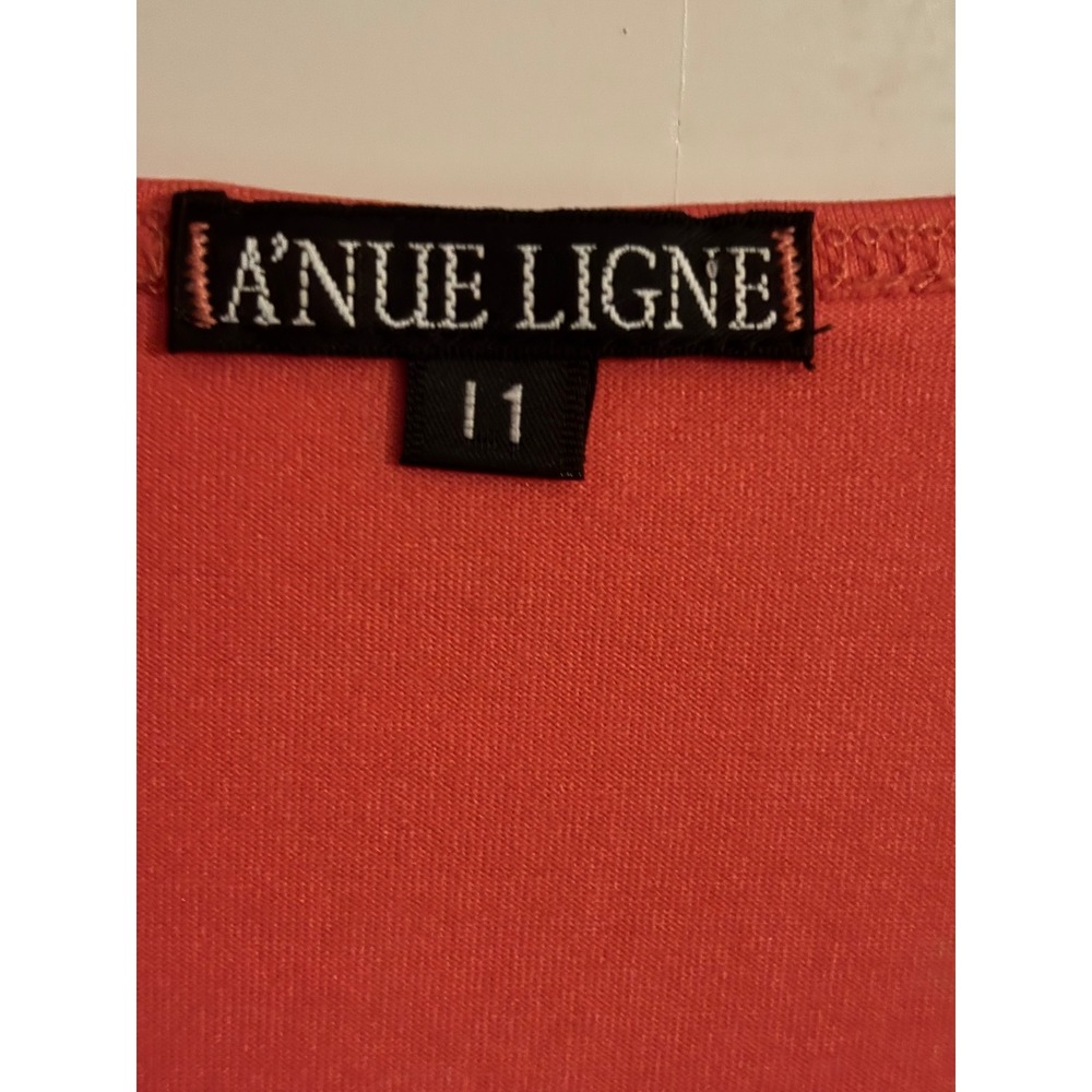 A'Nue Ligne Womens Coral 3/4 Sleeve Top Size 11 Round Neck Casual - Picture 3 of 6